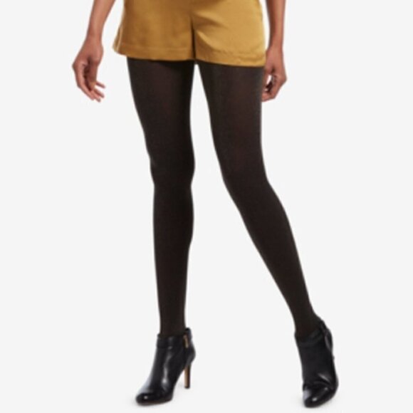 L173 HUE Black / Gold Metallic Control Top Tights - Picture 1 of 2